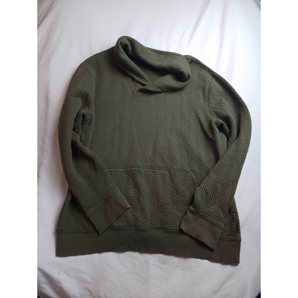 Express Pullover Sweatshirt Mens Large Olive Green Knit Quilted Pocket Top Hoody